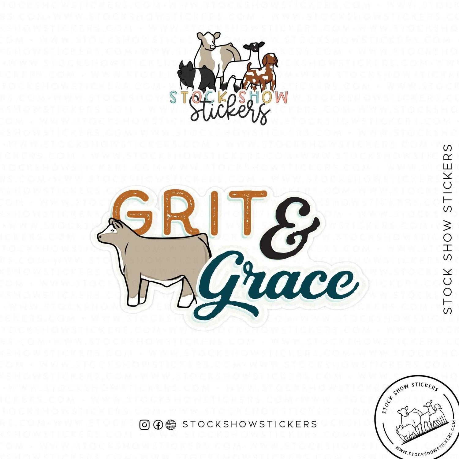 Custom Made Grit & Grace Livestock Stickers Stock Show Livestock - Livestock & Co. Boutique