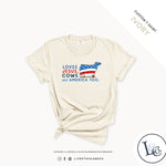 Custom Made Loves Jesus, Cows and America Too - Adult T-Shirt Stock Show Livestock - Livestock & Co. Boutique