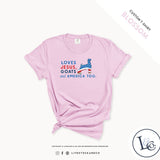 Custom Made Loves Jesus, Goats and America Too - Adult T-Shirt Stock Show Livestock - Livestock & Co. Boutique