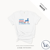 Custom Made Loves Jesus, Goats and America Too - Youth T-Shirt Stock Show Livestock - Livestock & Co. Boutique
