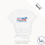 Custom Made Loves Jesus, Pigs and America Too - Adult T-Shirt Stock Show Livestock - Livestock & Co. Boutique