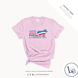 Custom Made Loves Jesus, Pigs and America Too - Adult T-Shirt Stock Show Livestock - Livestock & Co. Boutique
