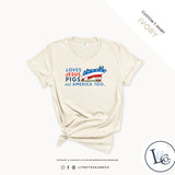 Custom Made Loves Jesus, Pigs and America Too - Adult T-Shirt Stock Show Livestock - Livestock & Co. Boutique