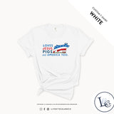 Custom Made Loves Jesus, Pigs and America Too - Youth T-Shirt Stock Show Livestock - Livestock & Co. Boutique