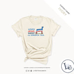 Custom Made Loves Jesus, Sheep and America Too - Adult T-Shirt Stock Show Livestock - Livestock & Co. Boutique