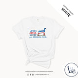 Custom Made Loves Jesus, Sheep and America Too - Youth T-Shirt Stock Show Livestock - Livestock & Co. Boutique