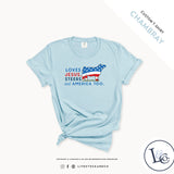 Custom Made Loves Jesus, Steers and America Too - Youth T-Shirt Stock Show Livestock - Livestock & Co. Boutique