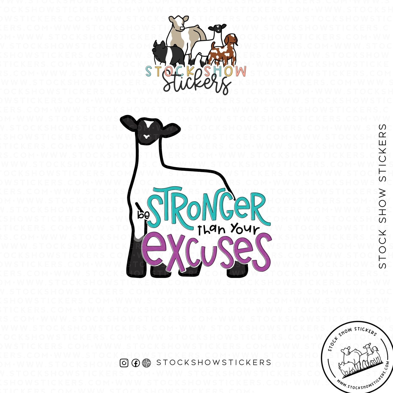 Custom Made Stronger Than Your Excuses Livestock Stickers Stock Show Livestock - Livestock & Co. Boutique