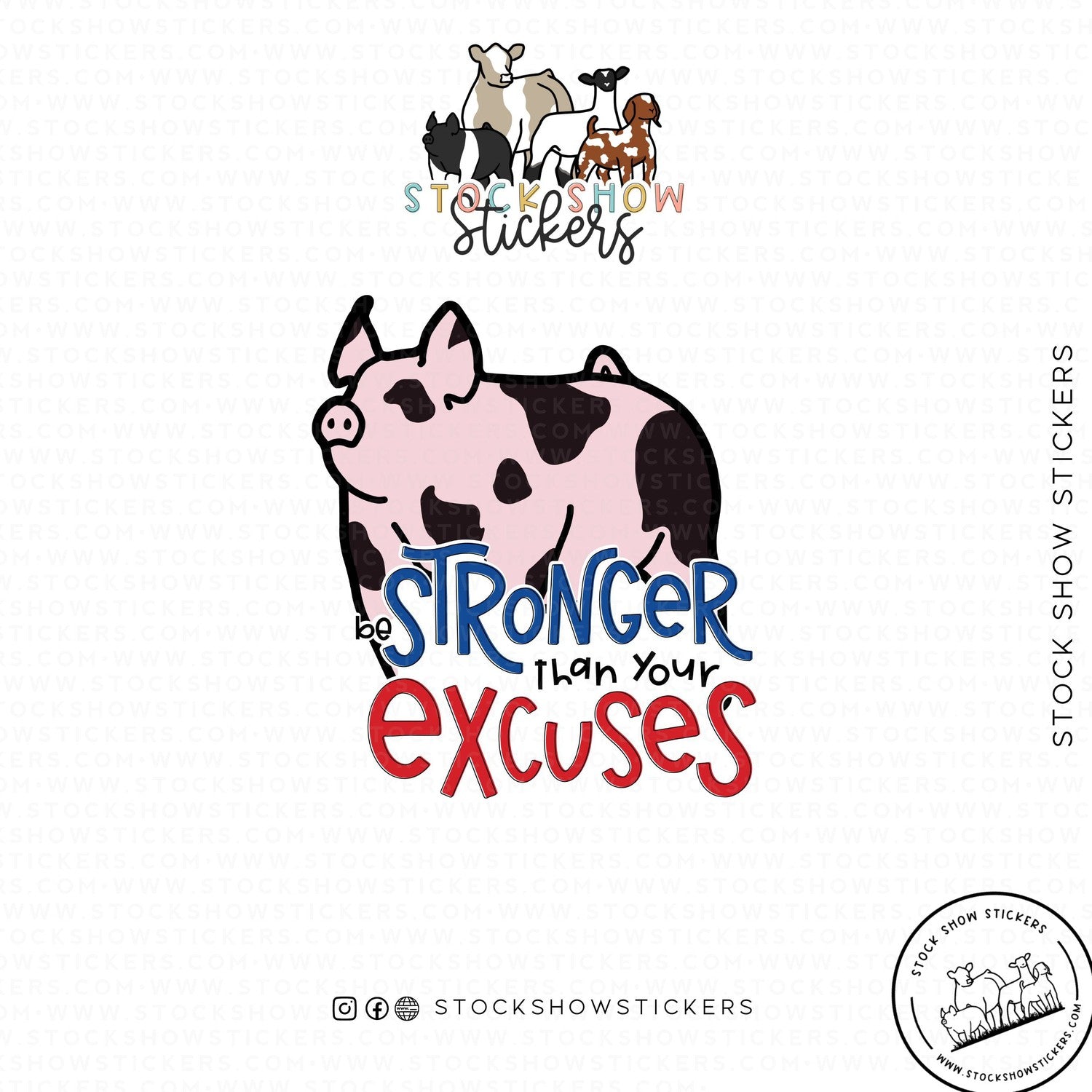 Custom Made Stronger Than Your Excuses Livestock Stickers Stock Show Livestock - Livestock & Co. Boutique