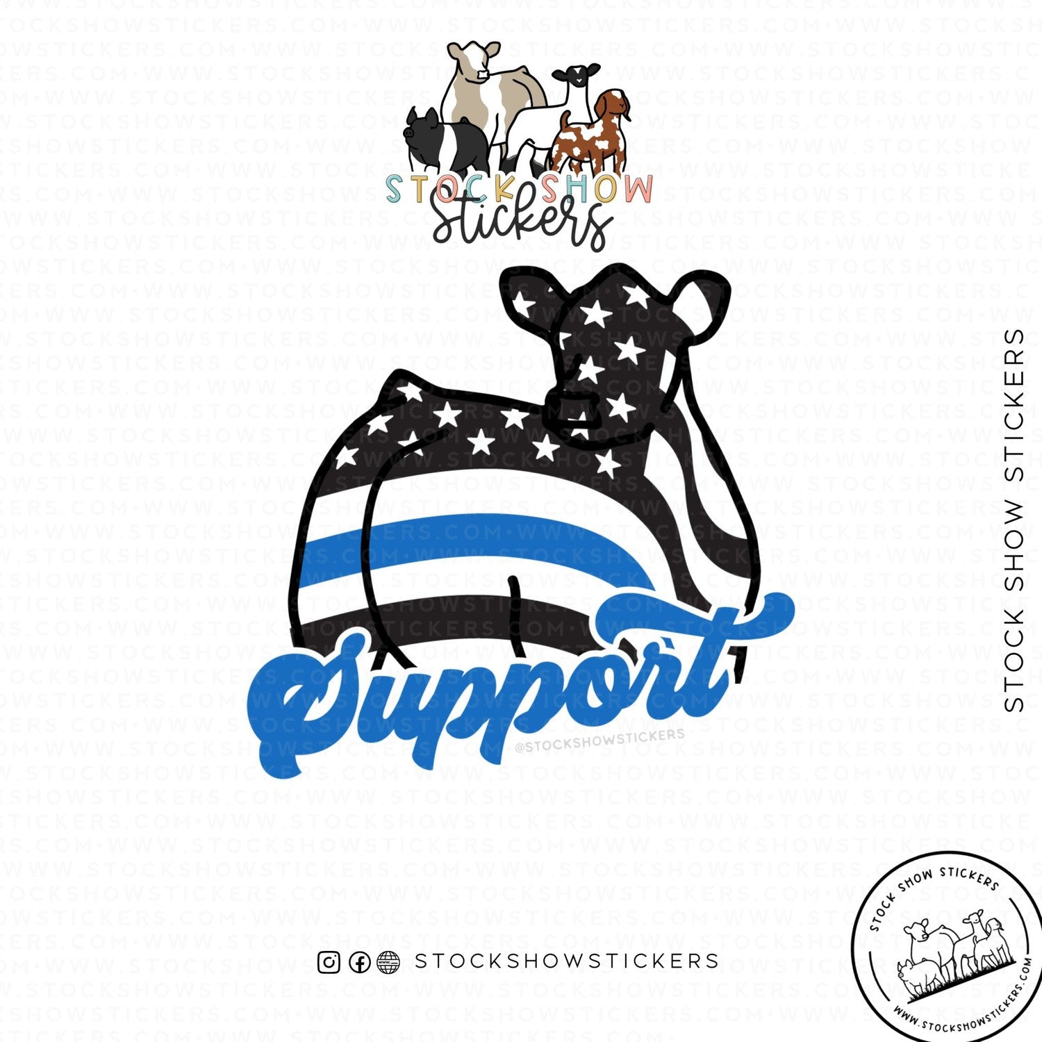 Custom Made Thin Blue Line Support Livestock Stickers Stock Show Livestock - Livestock & Co. Boutique
