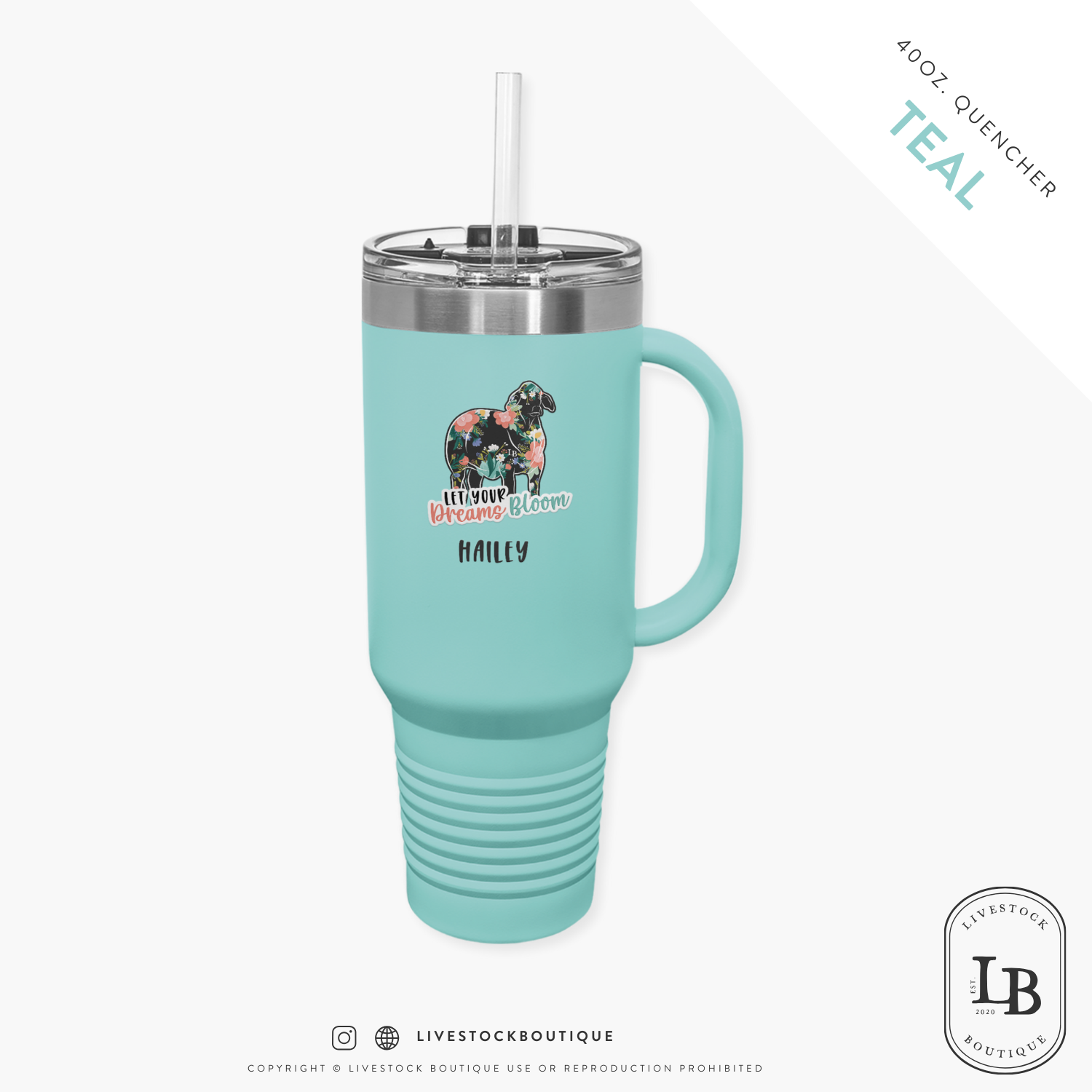 Dreams Bloom Livestock Quencher Travel Mug - 40oz