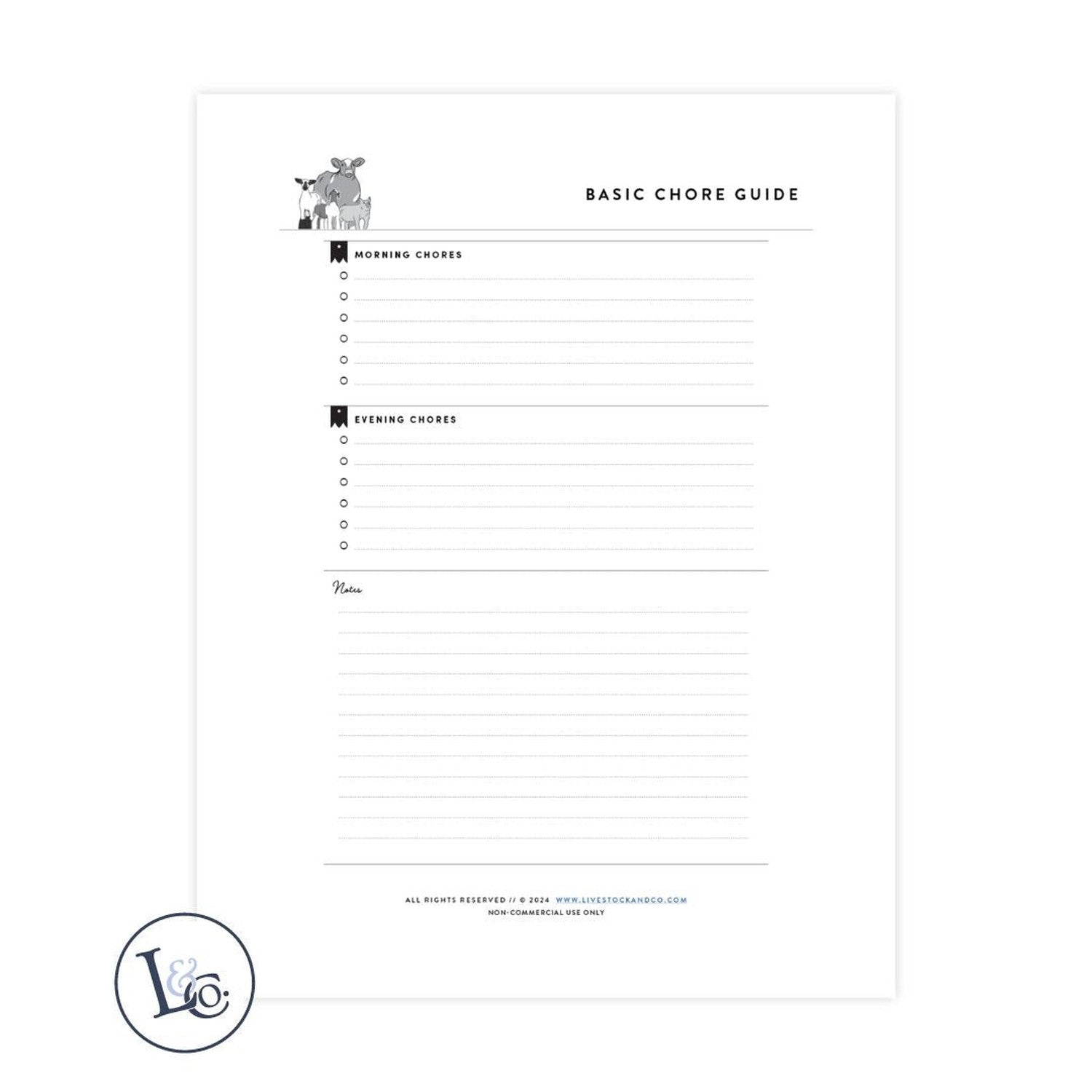 Custom Made Chore Guide - Basic Stock Show Livestock - Livestock &amp;amp; Co. Boutique