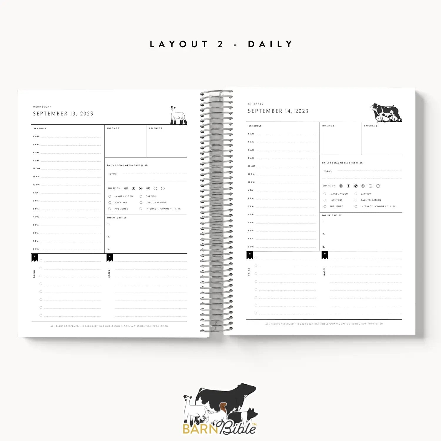 Custom Made Daily Planner - Bold Blooms Stock Show Livestock - Livestock &amp; Co. Boutique