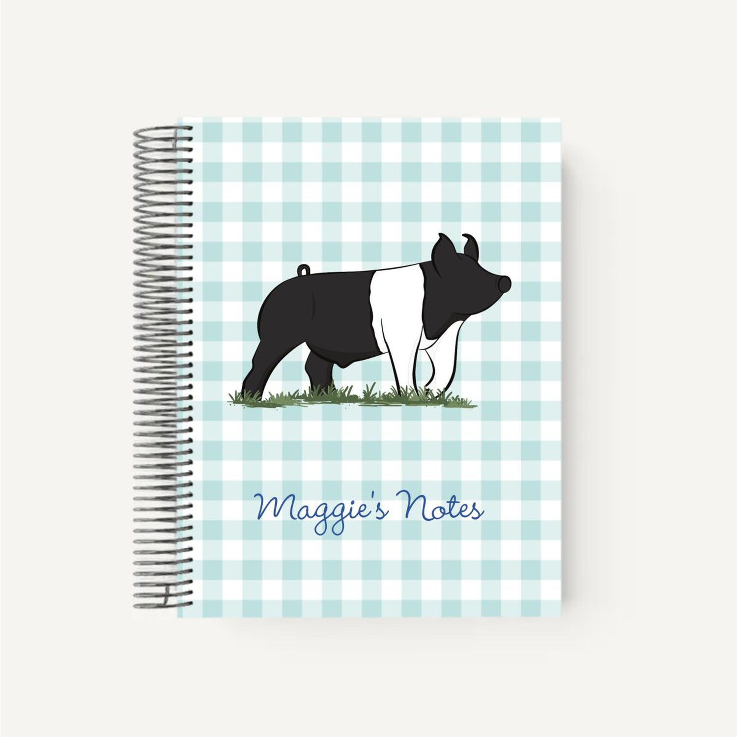 Custom Made Large Spiral Notebook - Gingham Stock Show Livestock - Livestock &amp; Co. Boutique