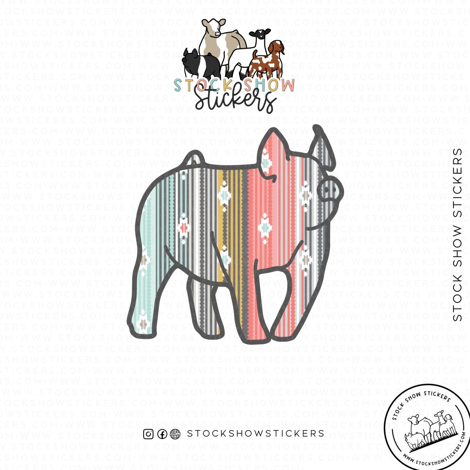 Custom Made Serape Livestock Stickers Stock Show Livestock - Livestock &amp;amp; Co. Boutique