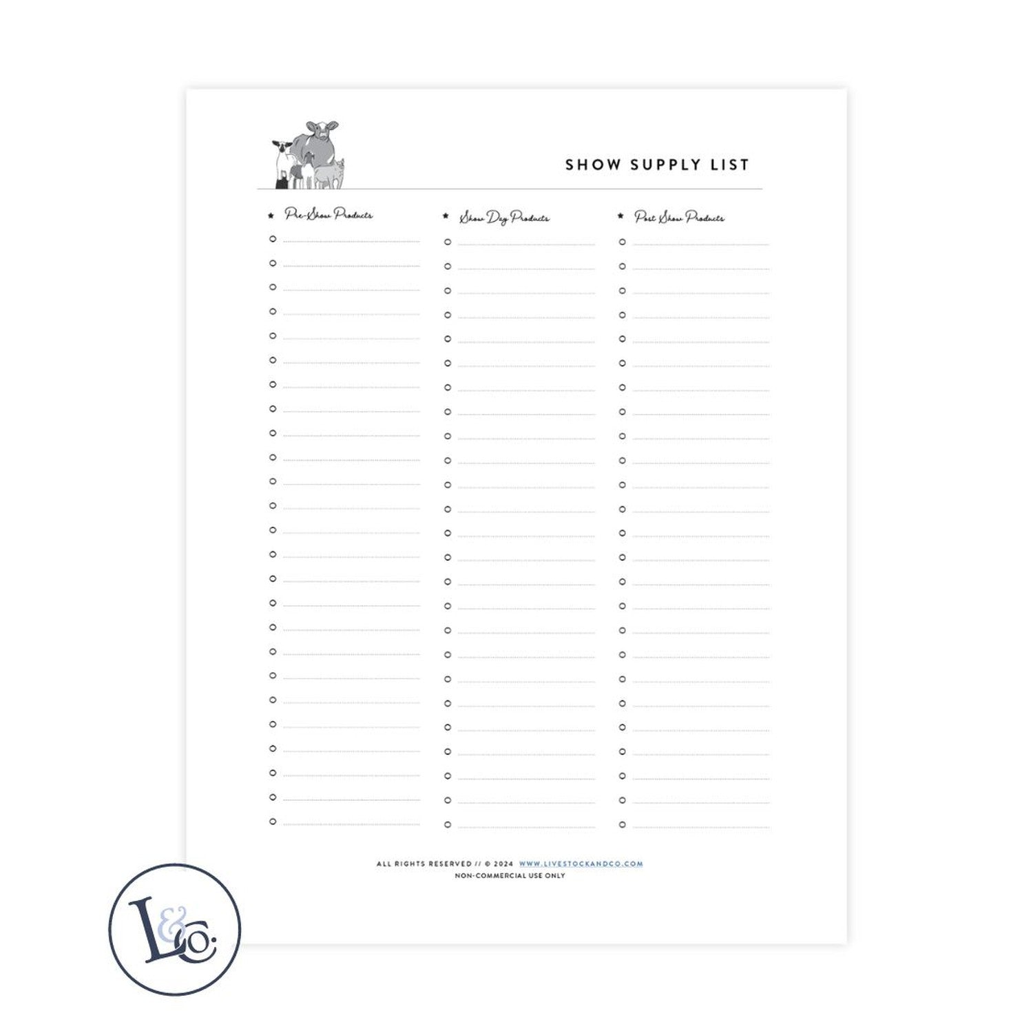 Custom Made Show Supply List Stock Show Livestock - Livestock &amp;amp; Co. Boutique