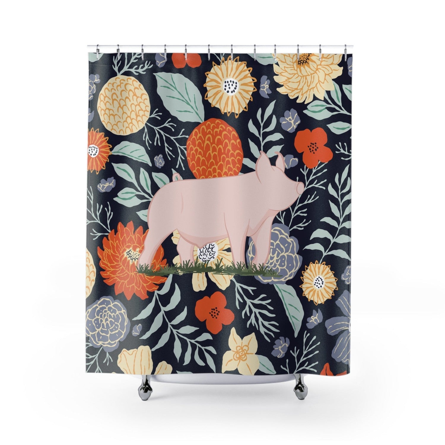 Custom Made Shower Curtain - Bold Blooms Stock Show Livestock - Livestock &amp; Co. Boutique