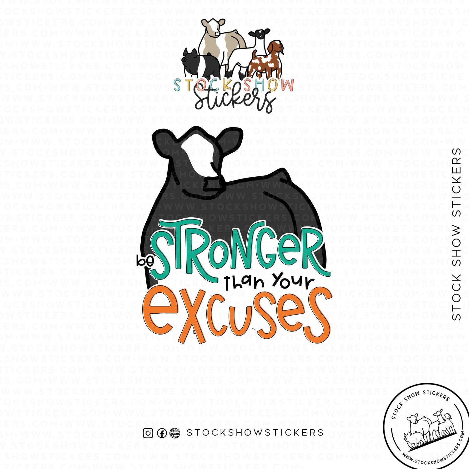 Custom Made Stronger Than Your Excuses Livestock Stickers Stock Show Livestock - Livestock &amp; Co. Boutique