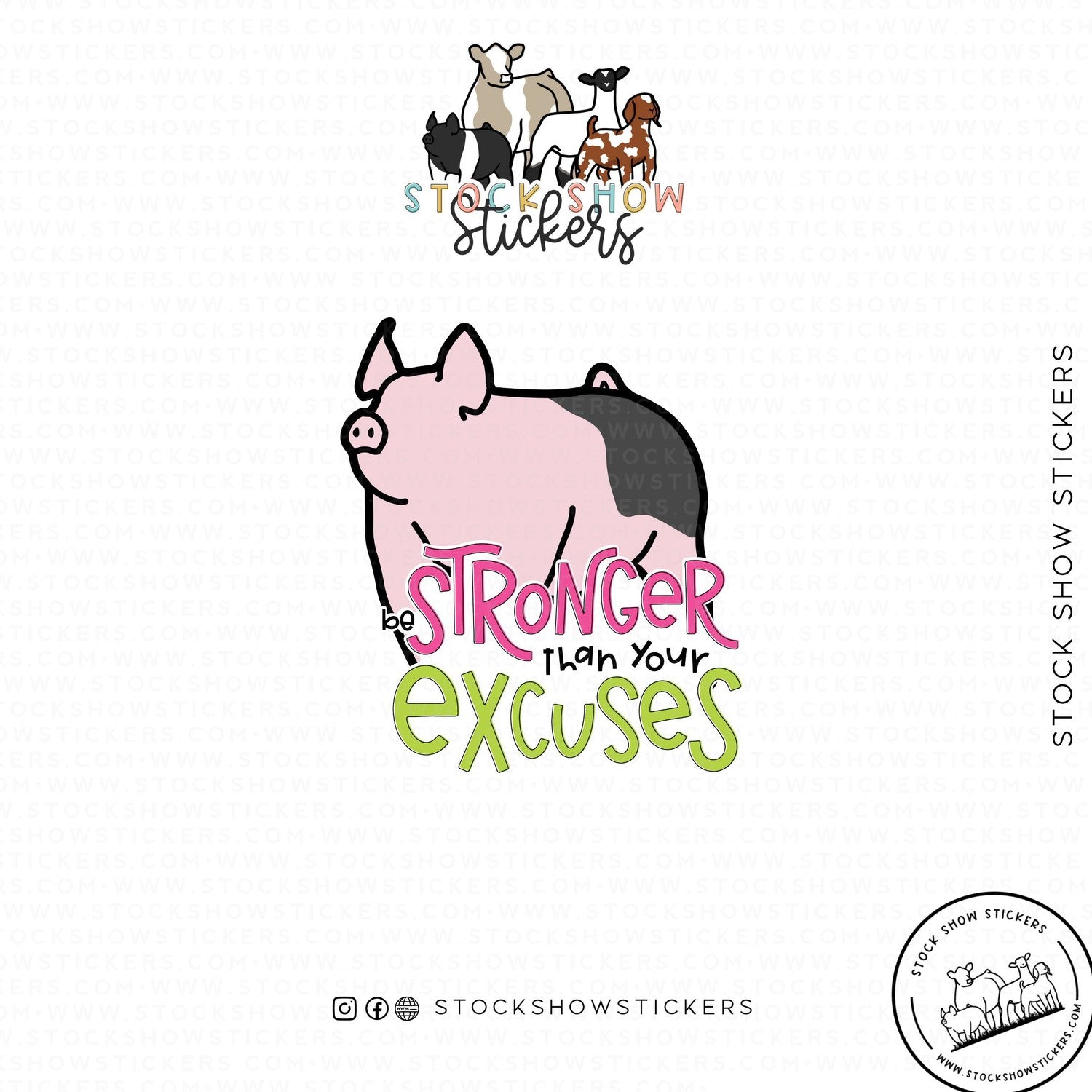 Custom Made Stronger Than Your Excuses Livestock Stickers Stock Show Livestock - Livestock &amp; Co. Boutique