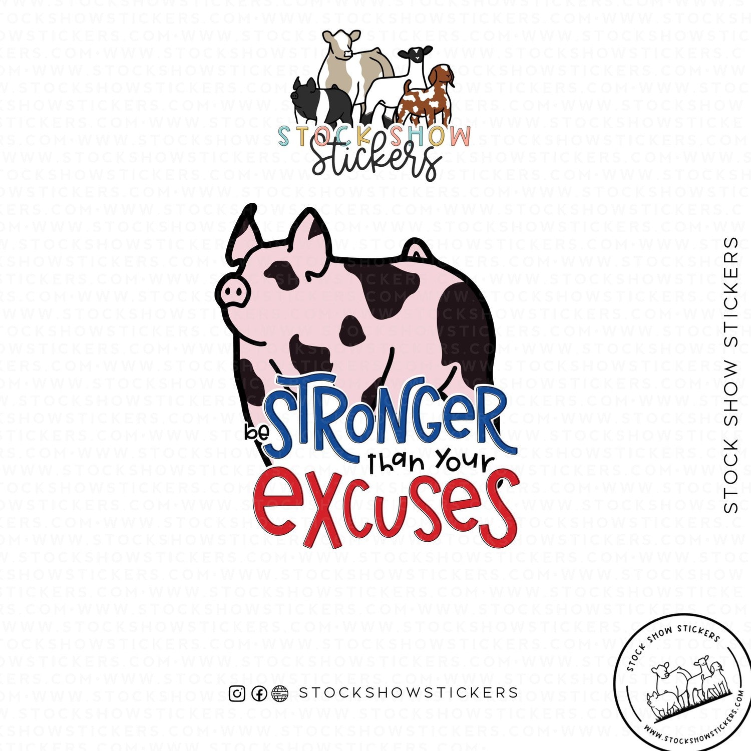 Custom Made Stronger Than Your Excuses Livestock Stickers Stock Show Livestock - Livestock &amp; Co. Boutique