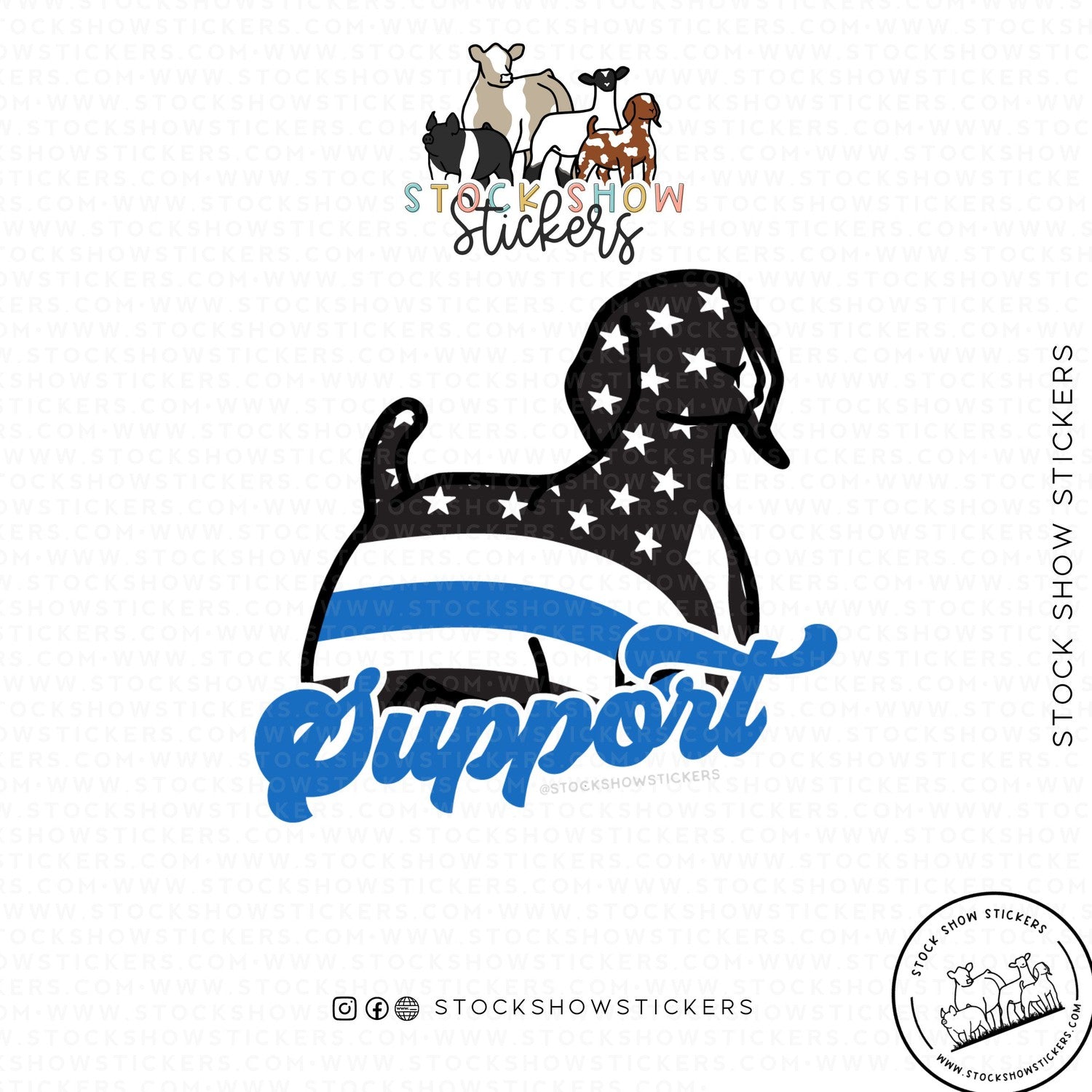 Custom Made Thin Blue Line Support Livestock Stickers Stock Show Livestock - Livestock &amp; Co. Boutique