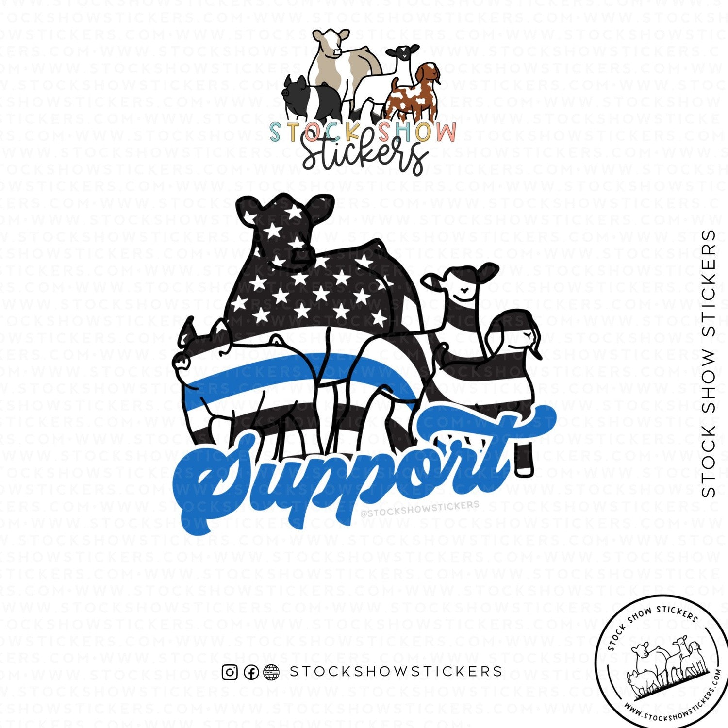 Custom Made Thin Blue Line Support Livestock Stickers Stock Show Livestock - Livestock &amp;amp; Co. Boutique