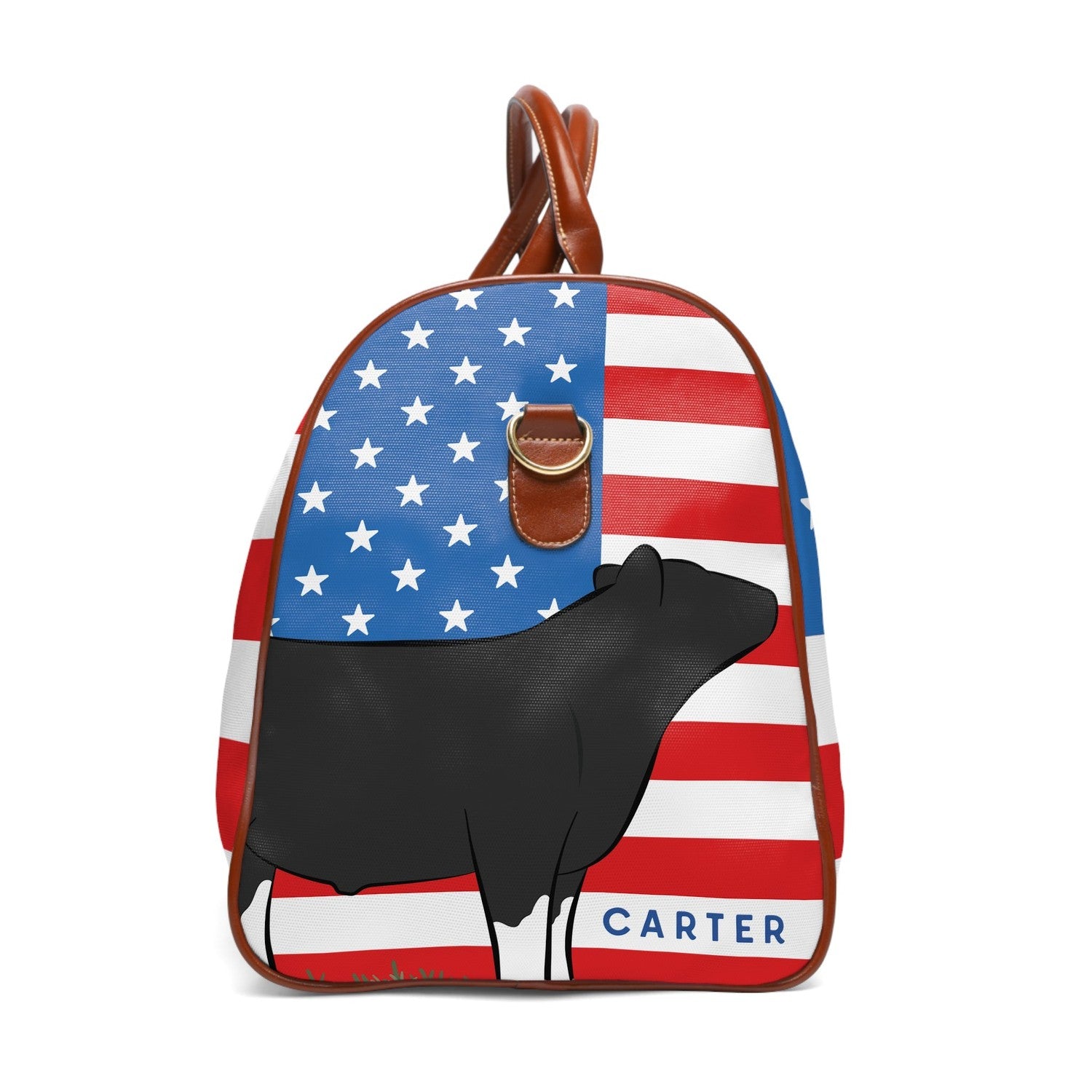 Custom Made Waterproof Travel Bag - Patriotic Stock Show Livestock - Livestock &amp; Co. Boutique