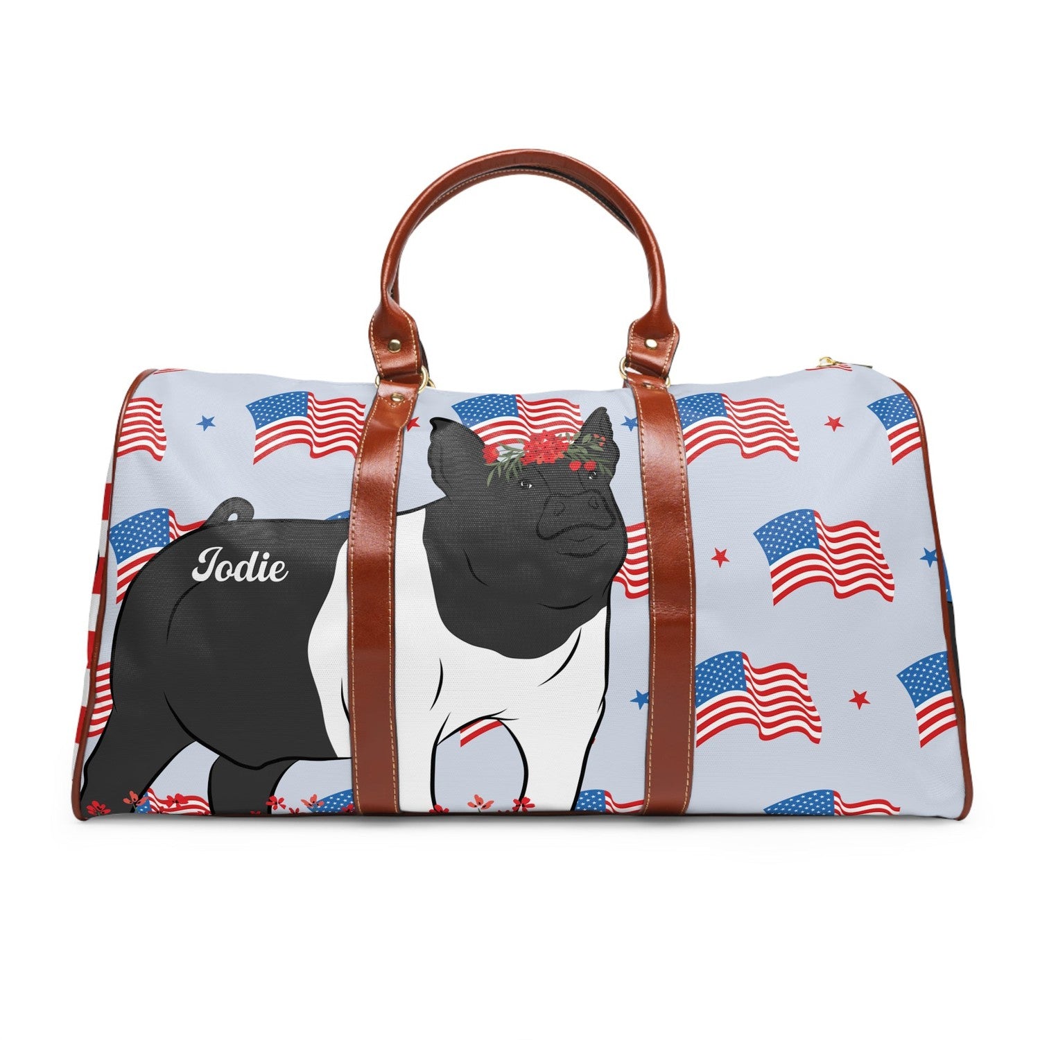 Custom Made Waterproof Travel Bag - Patriotic Stock Show Livestock - Livestock &amp; Co. Boutique