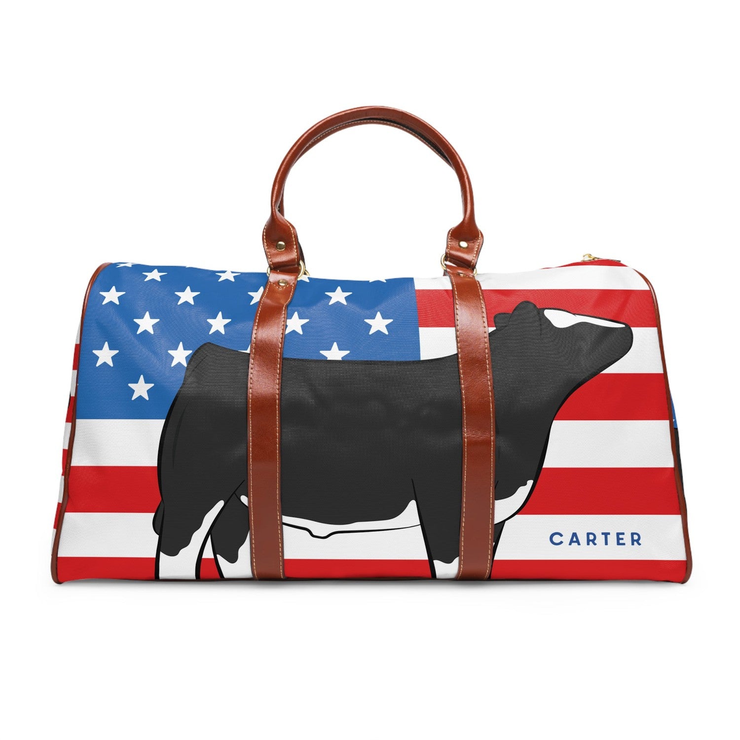 Custom Made Waterproof Travel Bag - Patriotic Stock Show Livestock - Livestock &amp; Co. Boutique